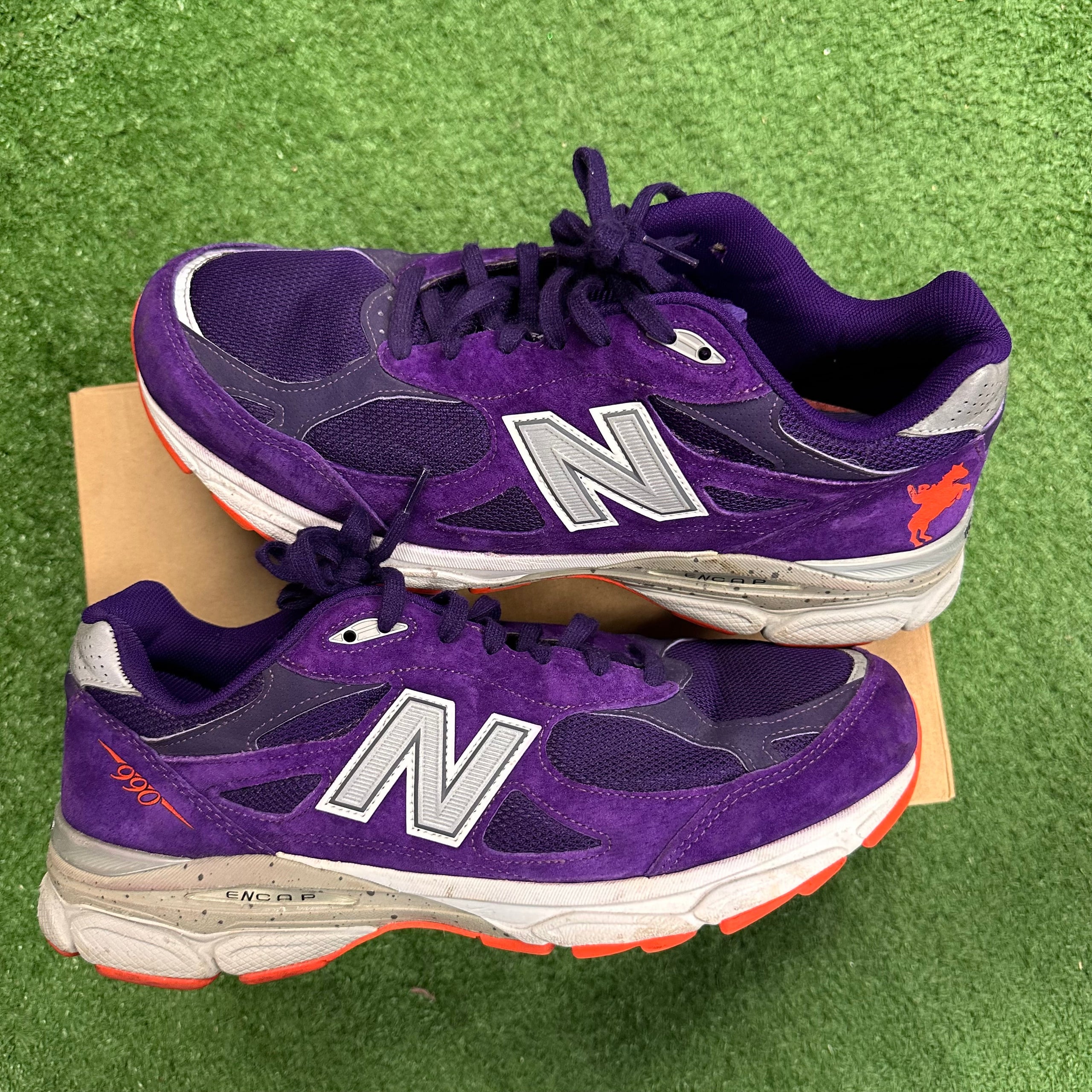 WORN NEW BALANCE 990 PURPLE ORANGE SIZE 11